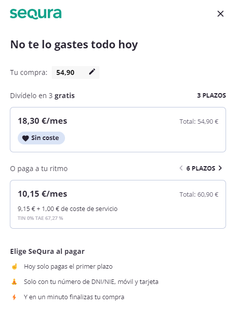 sequra financiacion okfarma